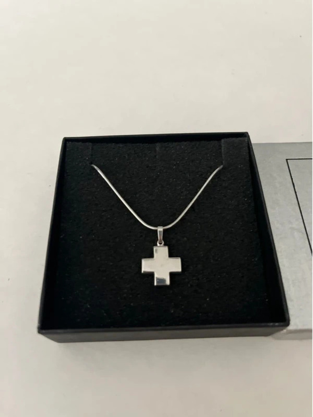 925 Sterling Silver Flat Plain Wide Greek Cross PendanT Necklace Snake Chain